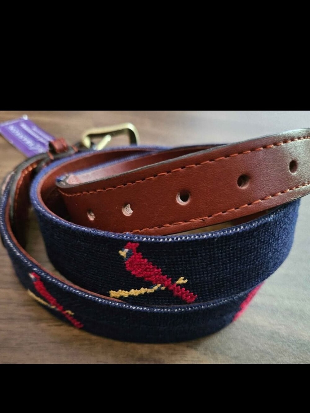 Smathers & Branson Needlepoint Cardinals Belt Size 36 New With Tags